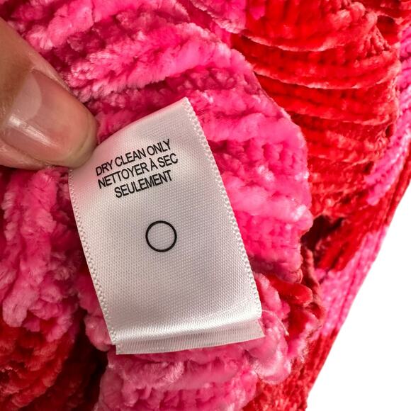 NWT Wildfox Heavy Chenille Red Pink Striped Oversized V-neck Knit Sweater Size S - Picture 10 of 16